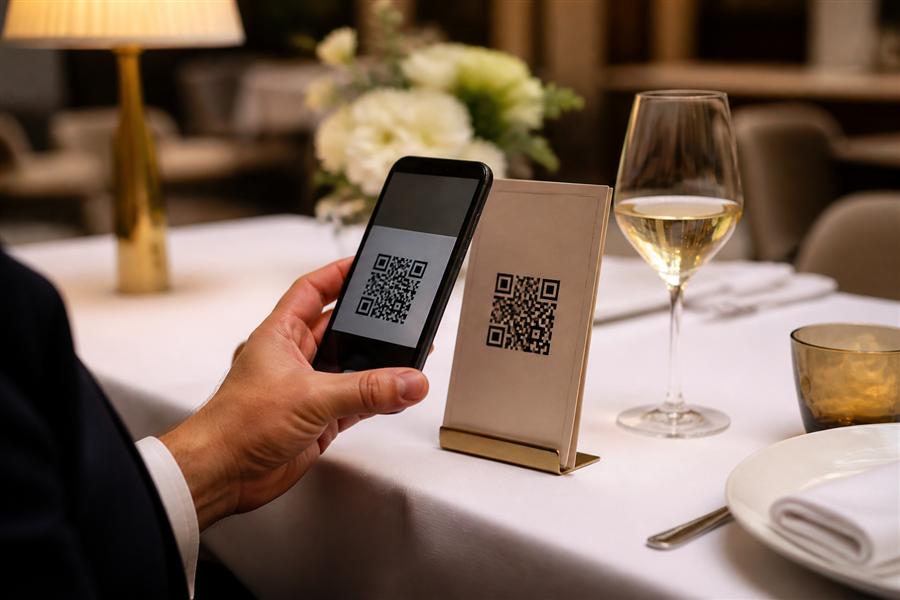 اسکن منو QR رستوران هتل با گوشی موبایل مهمان